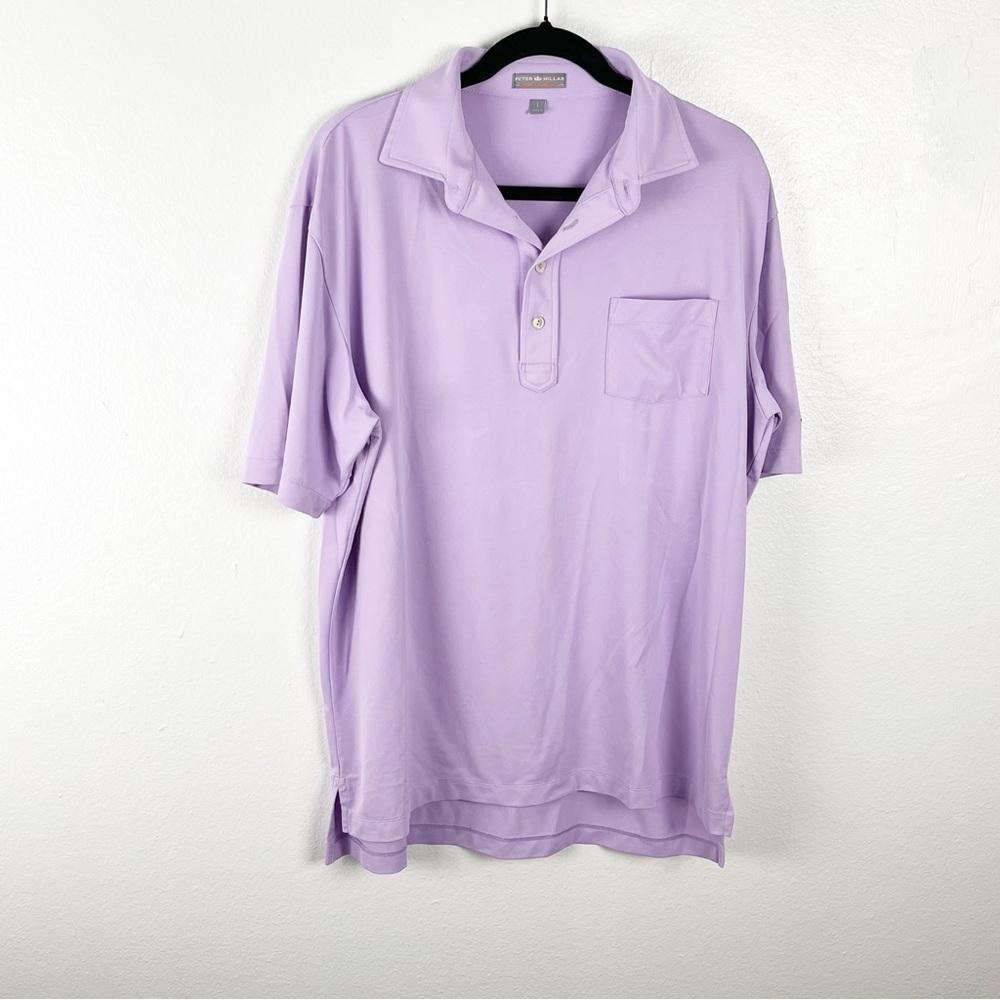 PETER MILLAR Summer Comfort Purple Single Pocket Shirt Sleeves Polo Shirt Large